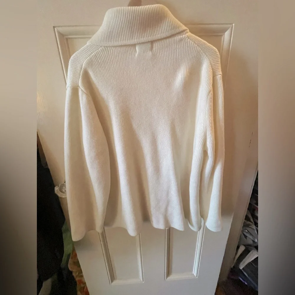 Sears Vintage Unisex Oversized Cream 70s Button Front Cardigan Sweater Size L/XL - Picture 7 of 7